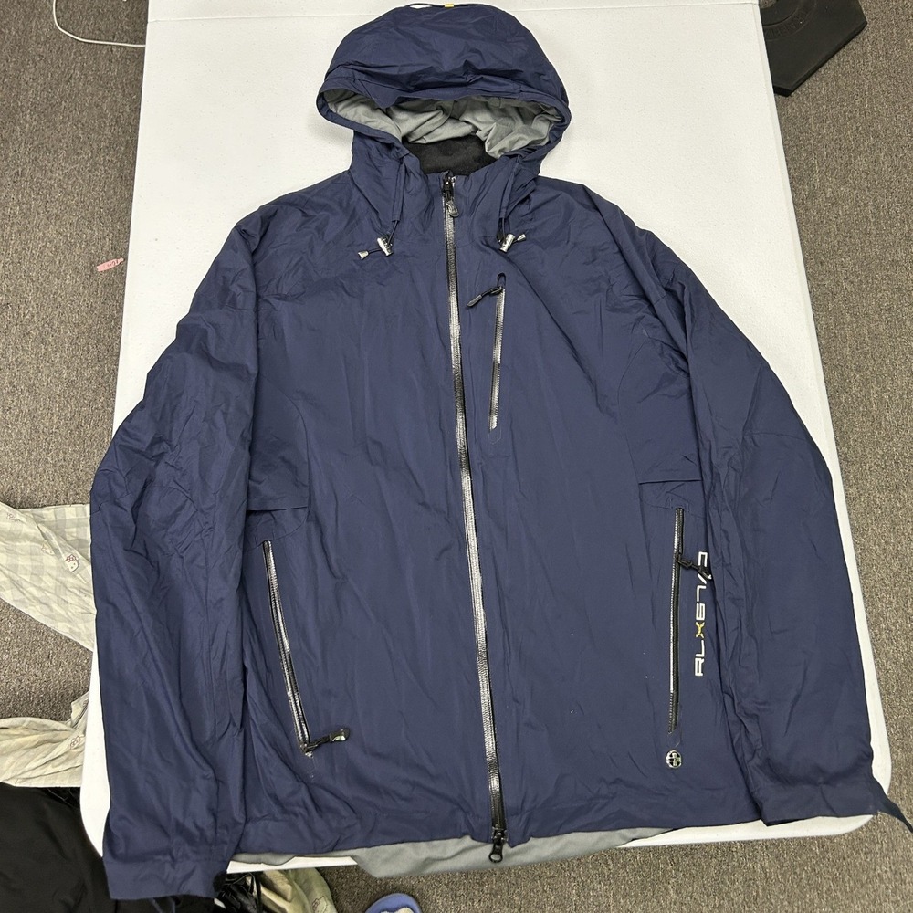 RLX Ralph Lauren Hooded Windbreaker Mens Medium Navy Blue Full Zip Jacket